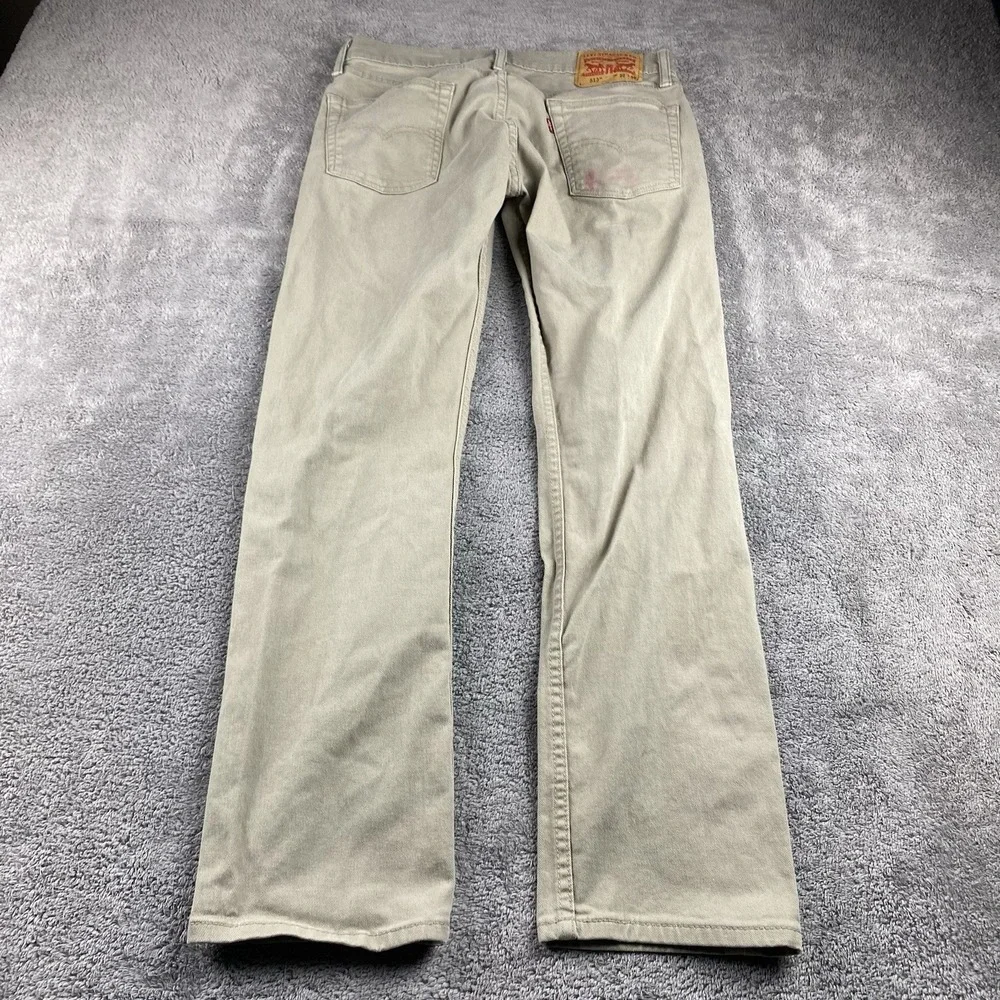 Levis 513 Slim Straight Jeans Mens‎ 30x30 Beige Low Rise - Picture 10 of 13